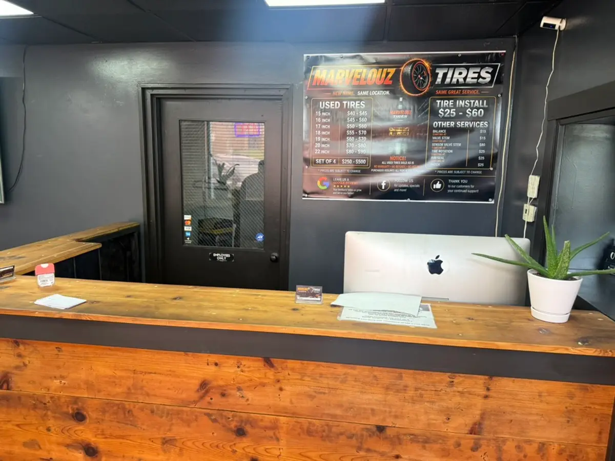 The remodeled counter with the price board